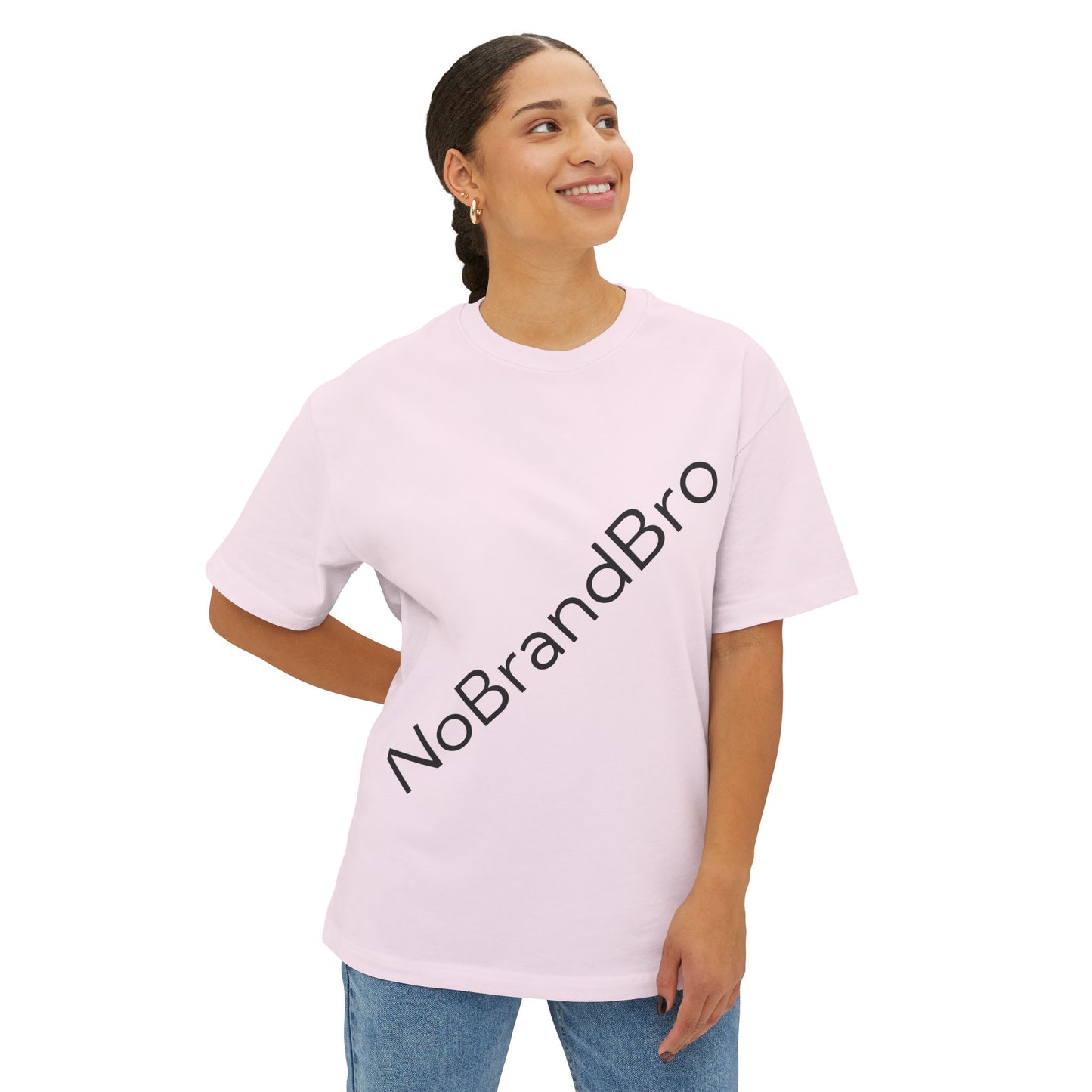 Unisex Oversized Boxy Tee with NoBrandBro Design, Relaxed Casual Wear, Perfect for Everyday Outfits, Gifts for Friends, Streetwear Style
