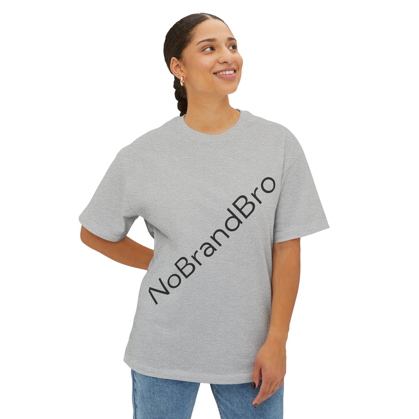 Unisex Oversized Boxy Tee with NoBrandBro Design, Relaxed Casual Wear, Perfect for Everyday Outfits, Gifts for Friends, Streetwear Style