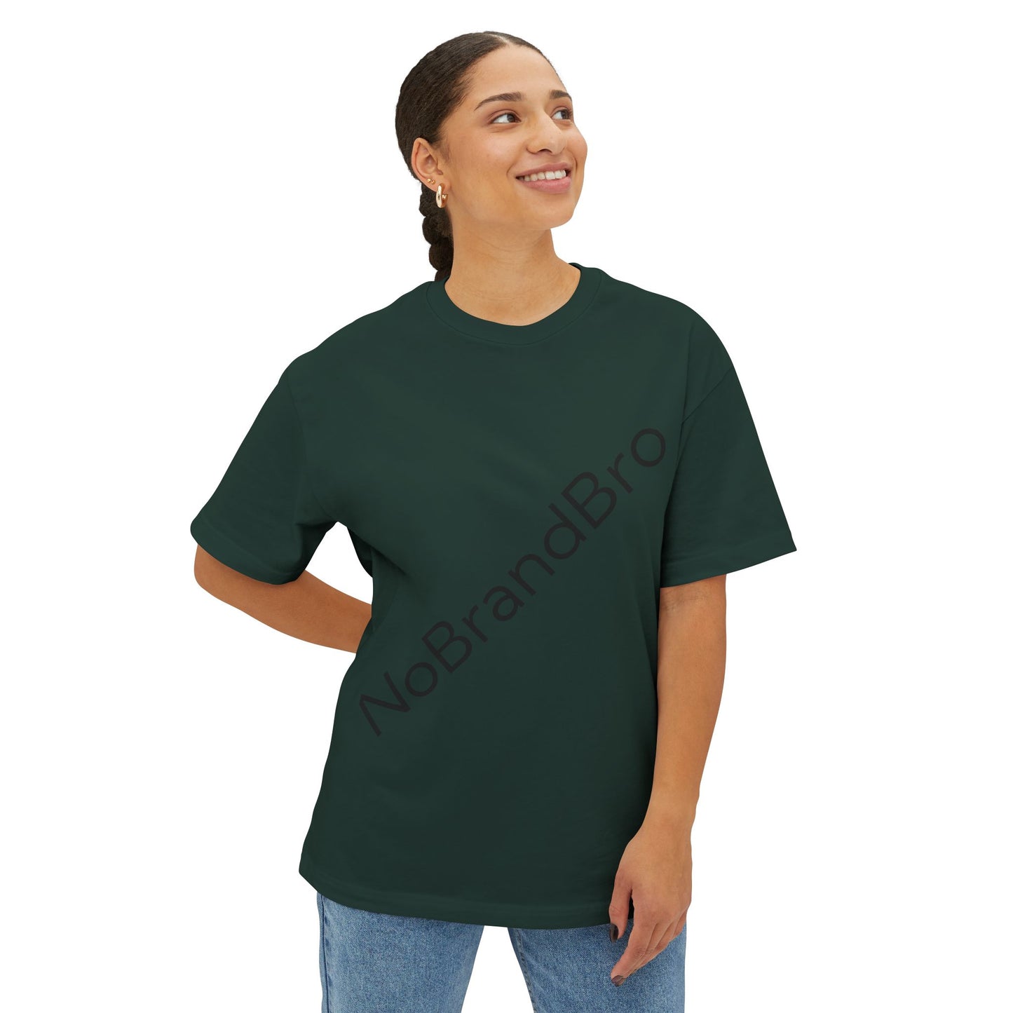 Unisex Oversized Boxy Tee with NoBrandBro Design, Relaxed Casual Wear, Perfect for Everyday Outfits, Gifts for Friends, Streetwear Style