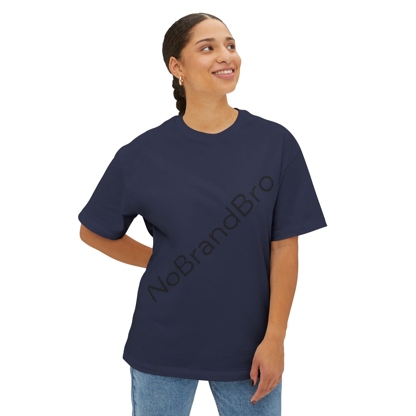 Unisex Oversized Boxy Tee with NoBrandBro Design, Relaxed Casual Wear, Perfect for Everyday Outfits, Gifts for Friends, Streetwear Style