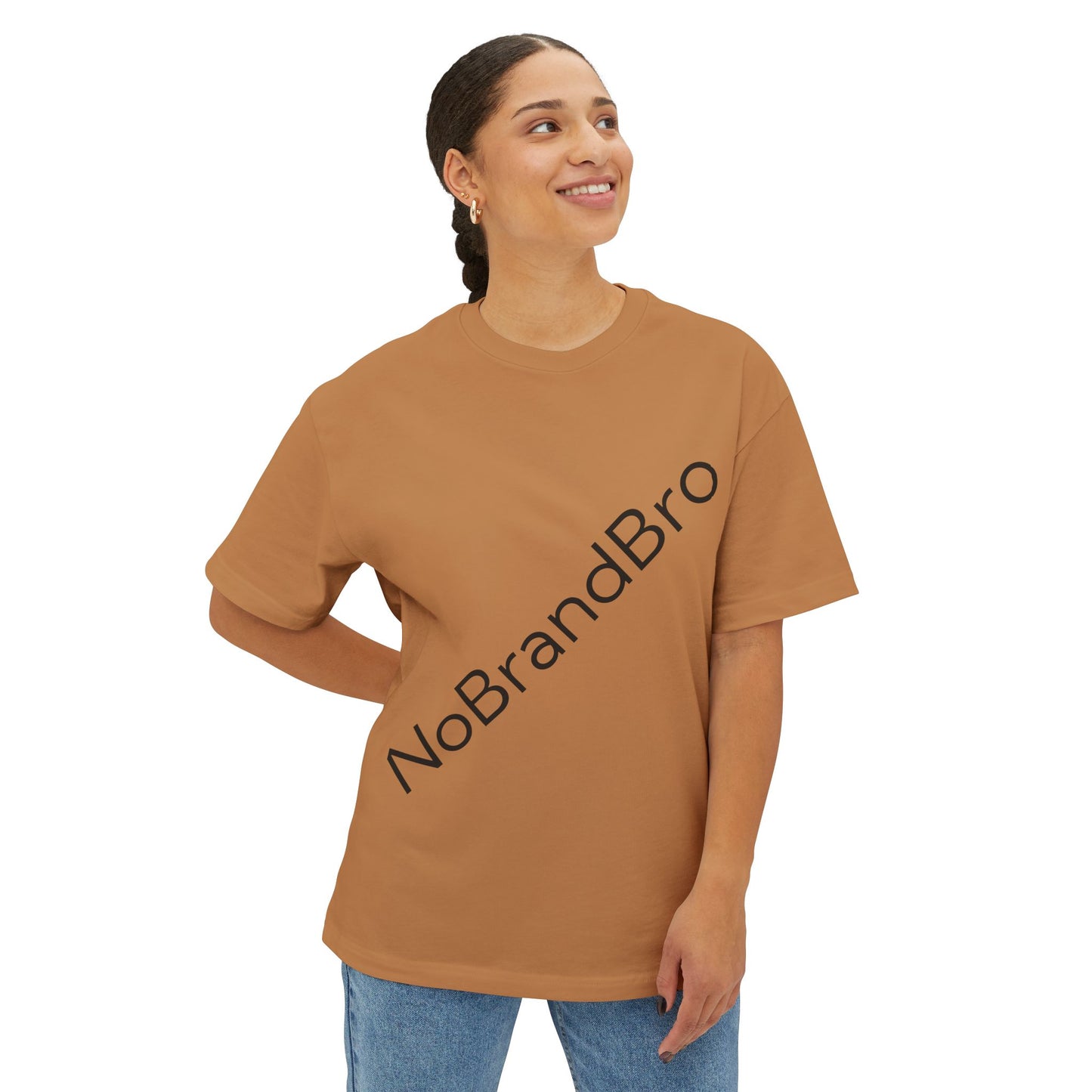 Unisex Oversized Boxy Tee with NoBrandBro Design, Relaxed Casual Wear, Perfect for Everyday Outfits, Gifts for Friends, Streetwear Style