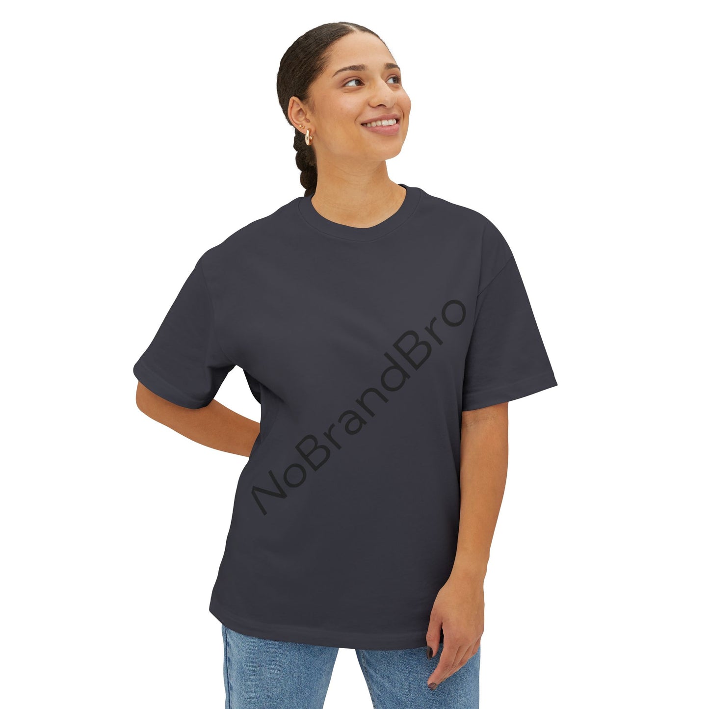 Unisex Oversized Boxy Tee with NoBrandBro Design, Relaxed Casual Wear, Perfect for Everyday Outfits, Gifts for Friends, Streetwear Style