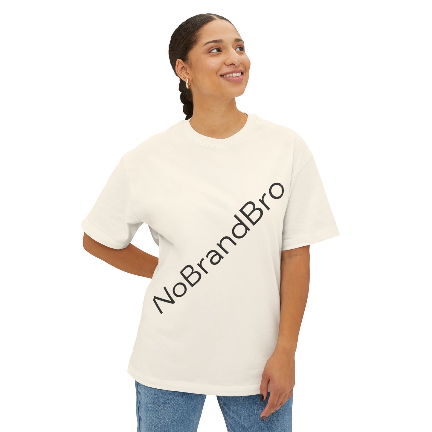 Unisex Oversized Boxy Tee with NoBrandBro Design, Relaxed Casual Wear, Perfect for Everyday Outfits, Gifts for Friends, Streetwear Style